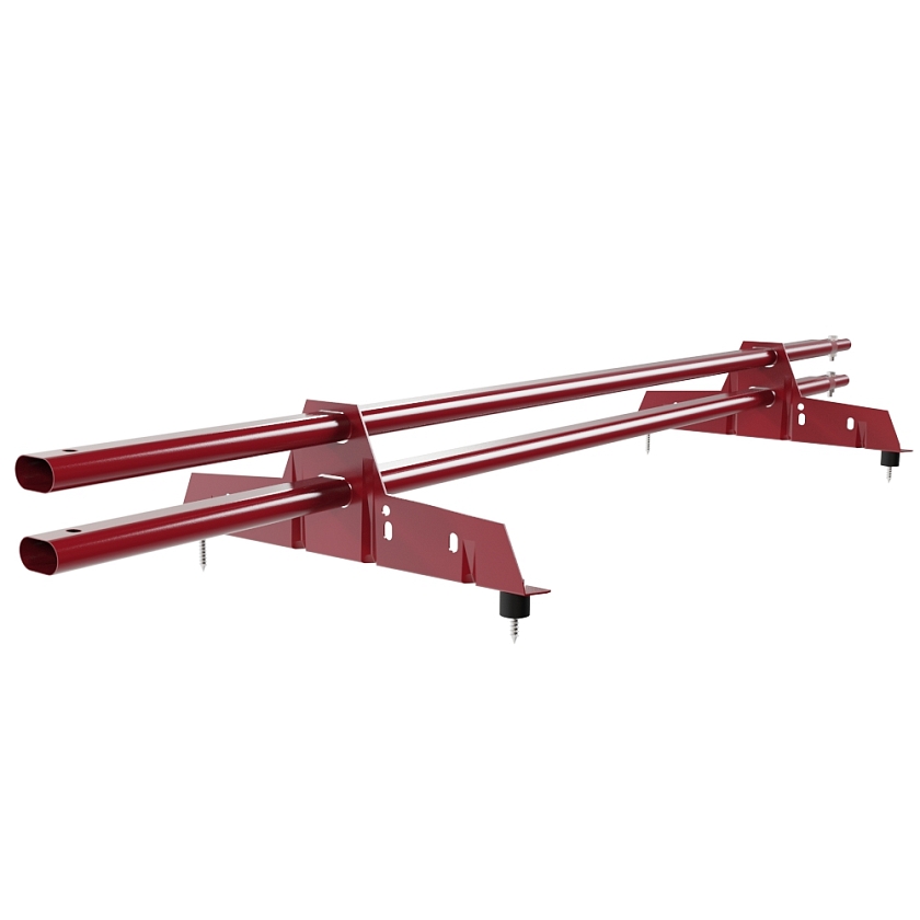 Снегозадержатель трубчатый Русский Рубеж 25х45мм, 1,5м, 2 опоры, рубиново-красный (RAL 3003)