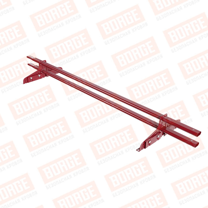 Снегозадержатель трубчатый Русский Рубеж 20х40мм, 1,5м, 2 опоры, для фальц. кровли, рубиново-красный (RAL 3003)