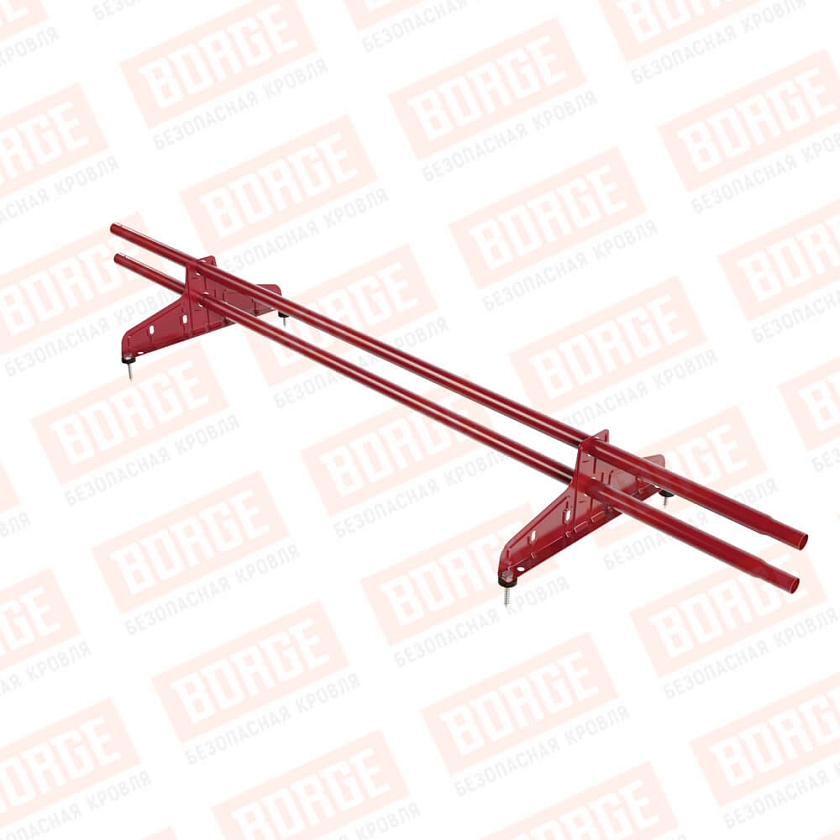 Снегозадержатель трубчатый Русский Рубеж D-25мм, 1,5м, 2 опоры, рубиново-красный (RAL 3003)