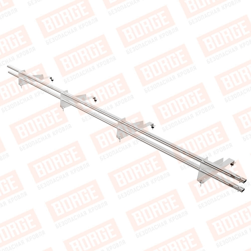 Снегозадержатель трубчатый Русский Рубеж 3м, 4 опоры, для МЧ с выс. ступенькой, цинк, 400мм