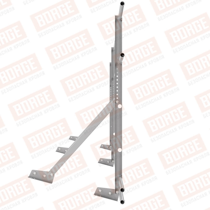 Ограждение кровельное Русский Рубеж H-120см, 3м, для фальцевой кровли, сигнально-серый (RAL 7004), с двумя доп. трубами