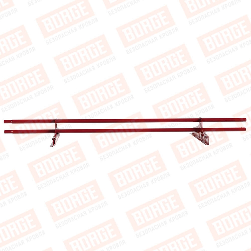 Снегозадержатель трубчатый Русский Рубеж D-25мм, 1,5м, 2 опоры, для фальц. кров., рубиново-красный (RAL 3003)