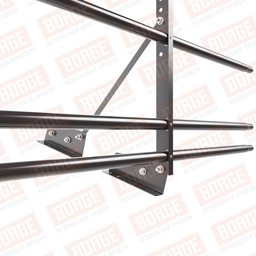 Ограждение декоративное NewLine H-60см, 3м, для фальц. кров., серо-коричневый (RAL 8019), с двумя доп. трубами