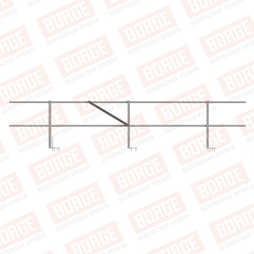 Ограждение плоских кровель Русский Рубеж Н-60, 3м, верхнее крепление, сигнально-серый (RAL 7004)