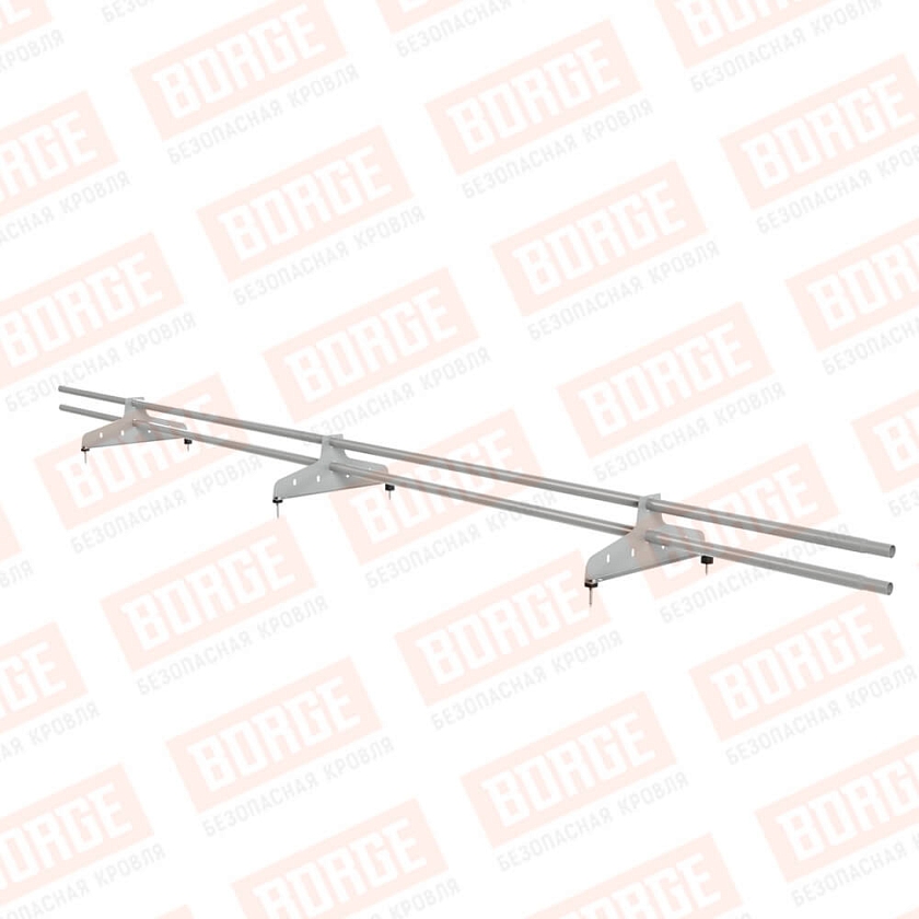 Снегозадержатель трубчатый NewLine 3м, D-25мм, 3 опоры, бело-алюминиевый (RAL 9006)