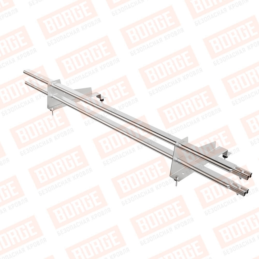 Снегозадержатель трубчатый BORGE 1,5м, 2 опоры, для МЧ с выс. ступ., цинк, 350мм