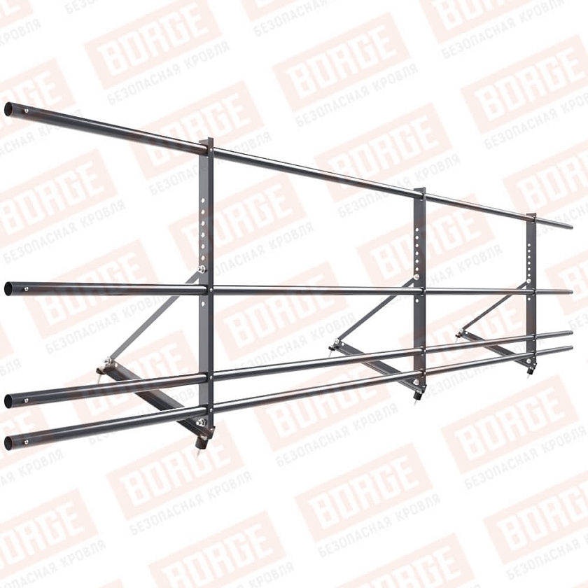 Ограждение декоративное NewLine H-60см, 3м, серый графит (RAL 7024), с двумя доп. трубами