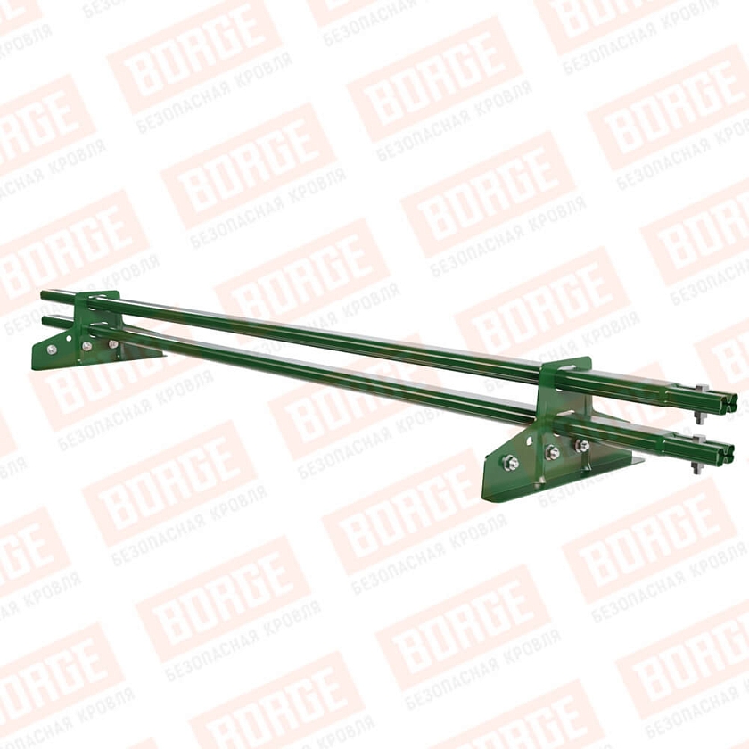 Снегозадержатель трубчатый BORGE 1,5м, 2 опоры, для фальцевой кровли, лиственно-зеленый (RAL 6002)