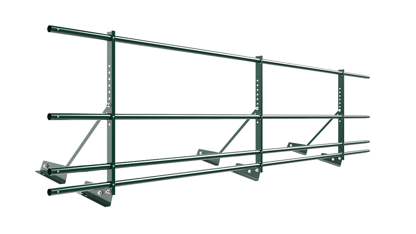 Ограждение кровельное NewLine H-60см, 3м, для фальц. кров., зеленый мох (RAL 6005), с двумя доп. трубами