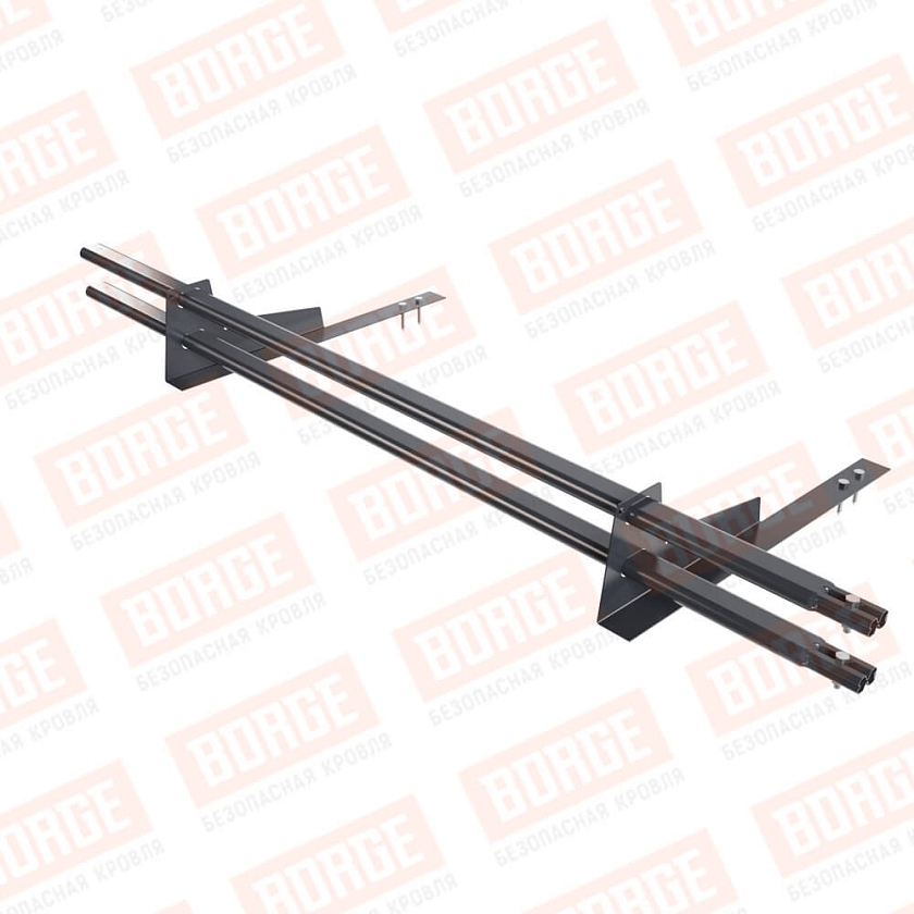 Снегозадержатель трубчатый BORGE 1,5м, 2 опоры, для гибкой черепицы,  серый графит (RAL 7024 matt)