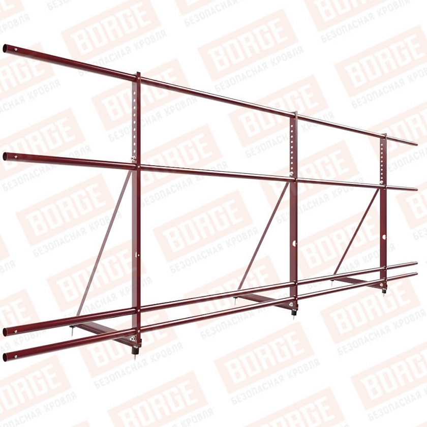 Ограждение декоративное NewLine H-90см, 3м, красное вино (RAL 3005), с двумя дополнительными трубами