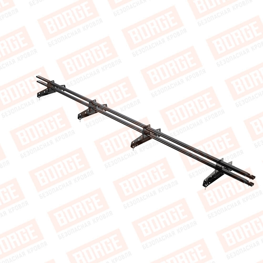 Снегозадержатель трубчатый BORGE 3м, 4 опоры, чёрный (RAL 9005 Matt)