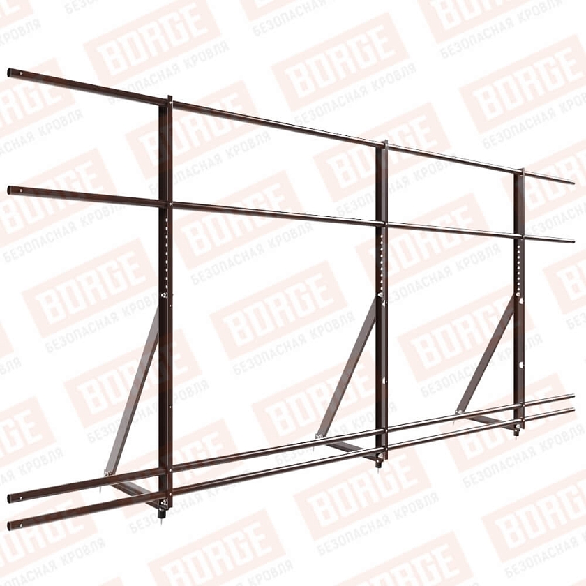 Ограждение кровельное Русский Рубеж H-120см, 3м, окрашенный (NL-807), с двумя доп. трубами