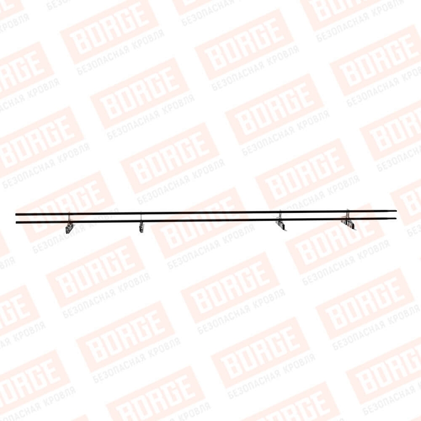 Снегозадержатель трубчатый Русский Рубеж 20х40мм, 3м, 4 опоры, для фальц. кровли, чёрный (RAL 9005)