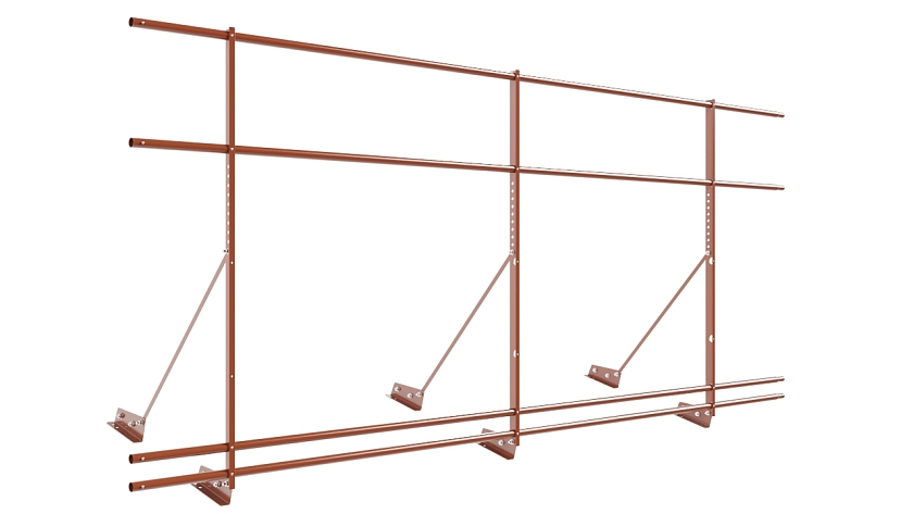 Ограждение кровельное NewLine H-120см, 3м, для фальц. кров., терракотовый (RAL 8004), с двумя доп. трубами