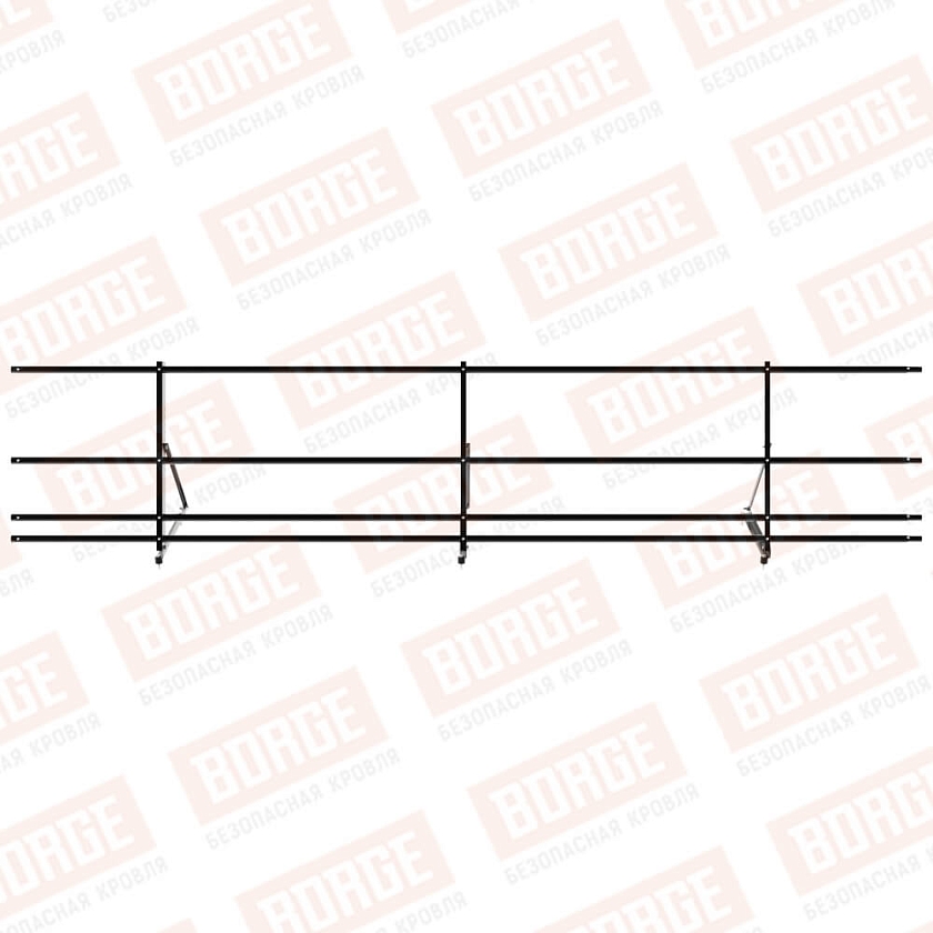 Ограждение декоративное NewLine H-60см, 3м, чёрный (RAL 9005), с двумя доп. трубами