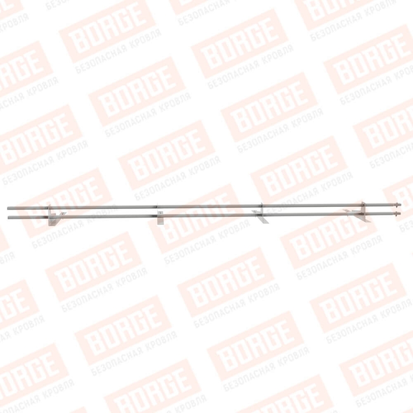 Снегозадержатель трубчатый BORGE 3м, 4 опоры, для гибкой черепицы, бело-алюминиевый (RAL 9006)
