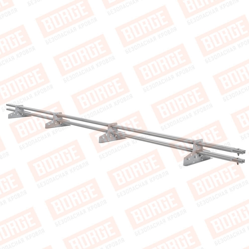 Снегозадержатель трубчатый BORGE 3м, 4 опоры, для фальцевой кровли, сигнально-серый (RAL 7004)