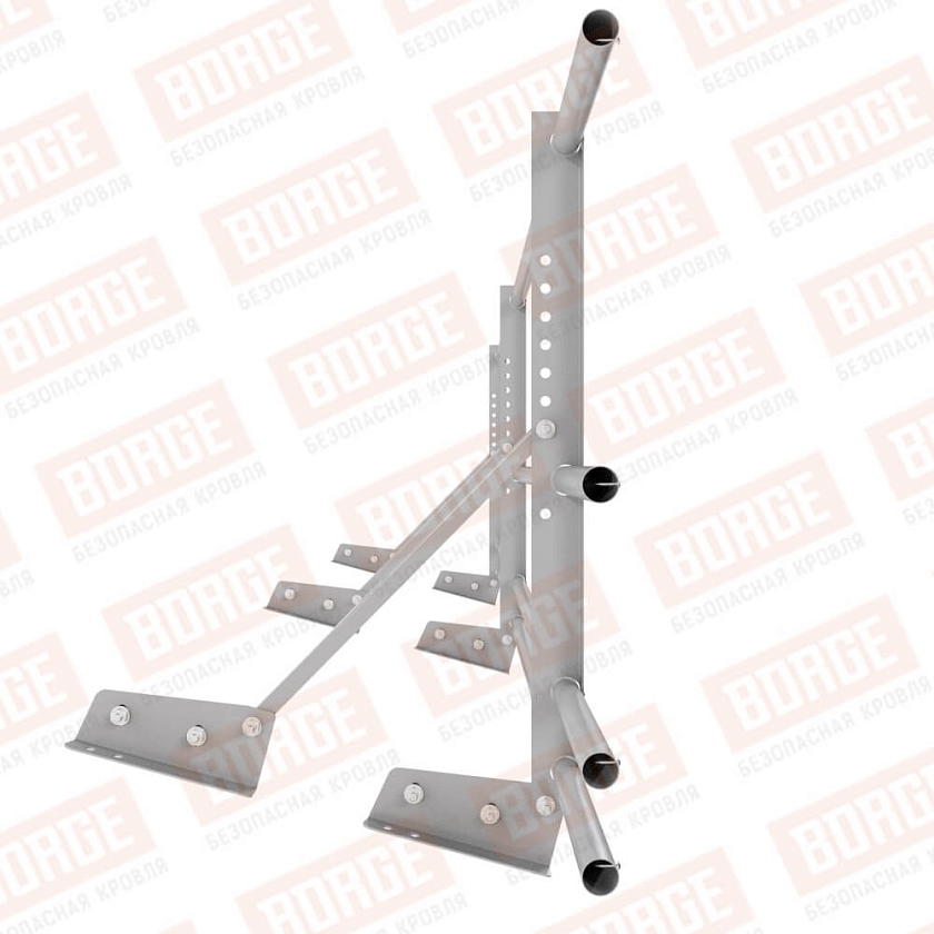 Ограждение декоративное NewLine H-60см, 3м, для фальц. кров., сигнально-серый (RAL 7004), с двумя доп. трубами