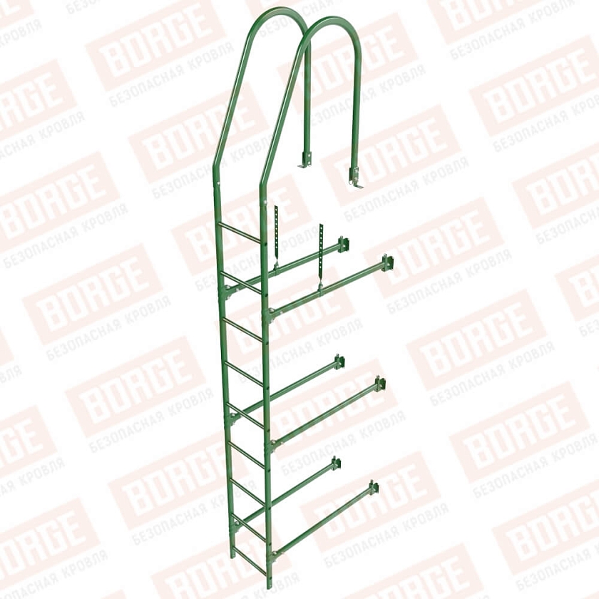 Комплект лестница фасадная BORGE (верхняя секция), 2,7м, лиственно-зеленый (RAL 6002)