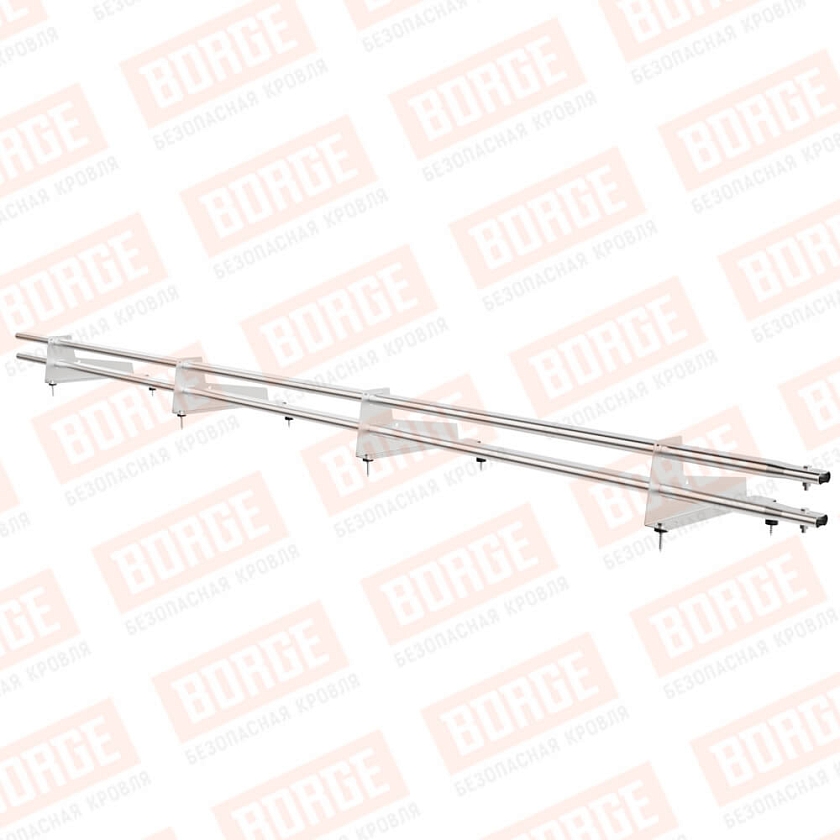 Снегозадержатель трубчатый Русский Рубеж 3м, 4 опоры, для МЧ с выс. ступенькой, цинк, 350мм