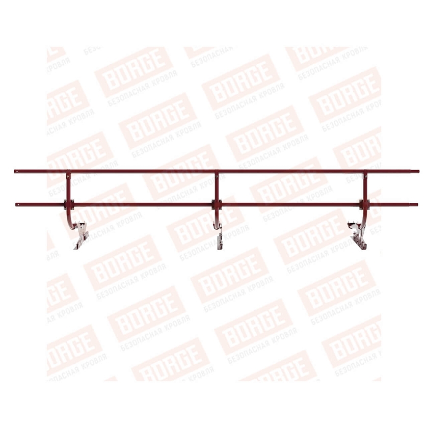 Ограждение кровельное BORGE H-60см, 3м, для фальцевой кровли, красное вино (RAL 3005)