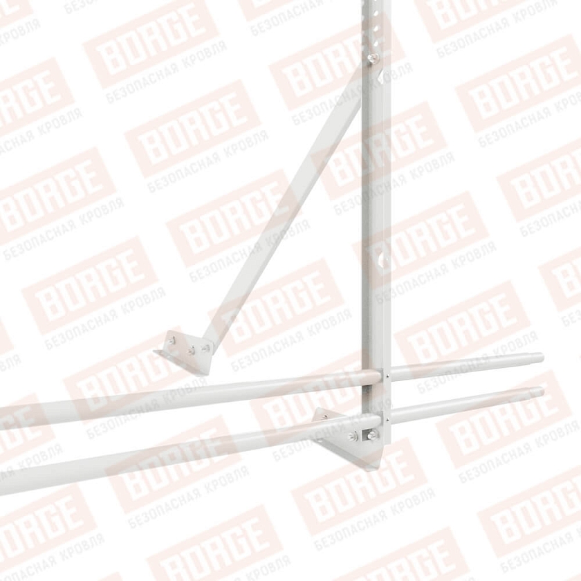 Ограждение кровельное Русский Рубеж H-120см, 3м, для фальцевой кровли, сигнально-белый (RAL 9003), с двумя доп. трубами
