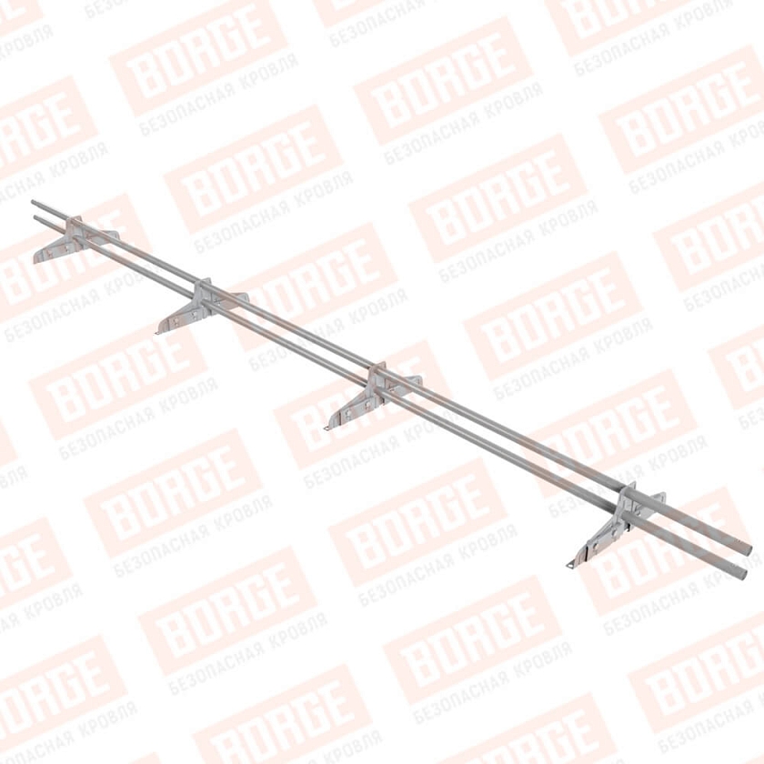 Снегозадержатель трубчатый Русский Рубеж D-25мм, 3м, 4 опоры, для фальц. кровли, сигнально-серый (RAL 7004)