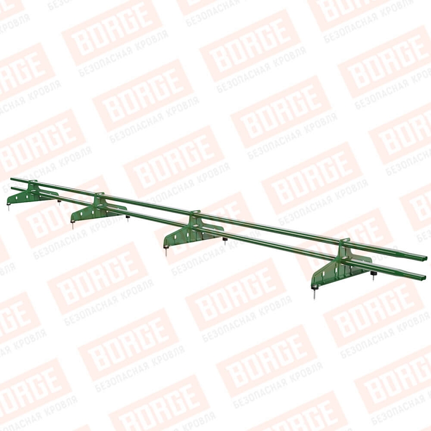 Снегозадержатель трубчатый Русский Рубеж 20х40мм, 3м, 4 опоры, лиственно-зеленый (RAL 6002)