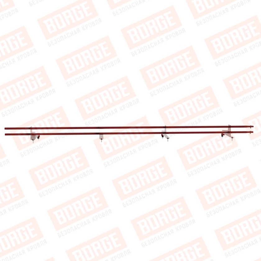 Снегозадержатель трубчатый Русский Рубеж 3м, 4 опоры, для МЧ с выс. ступенькой, коричнево-красный (RAL 3011), 350мм