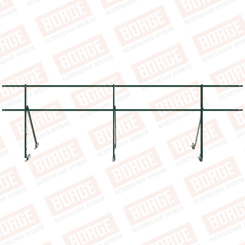 Ограждение кровельное Русский Рубеж H-90см, 3м, для фальцевой кровли, зеленый мох (RAL 6005)