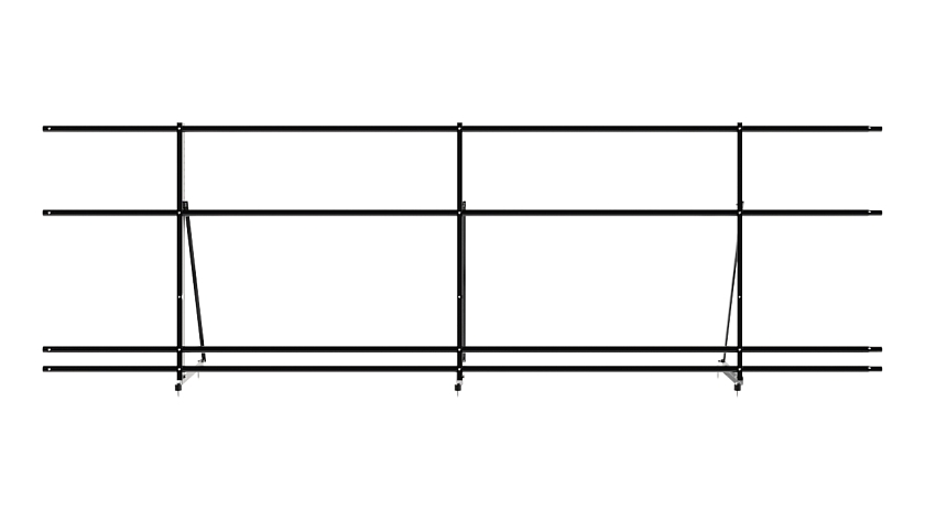 Ограждение кровельное NewLine H-90см, 3м, чёрный (RAL 9005), с двумя доп. трубами