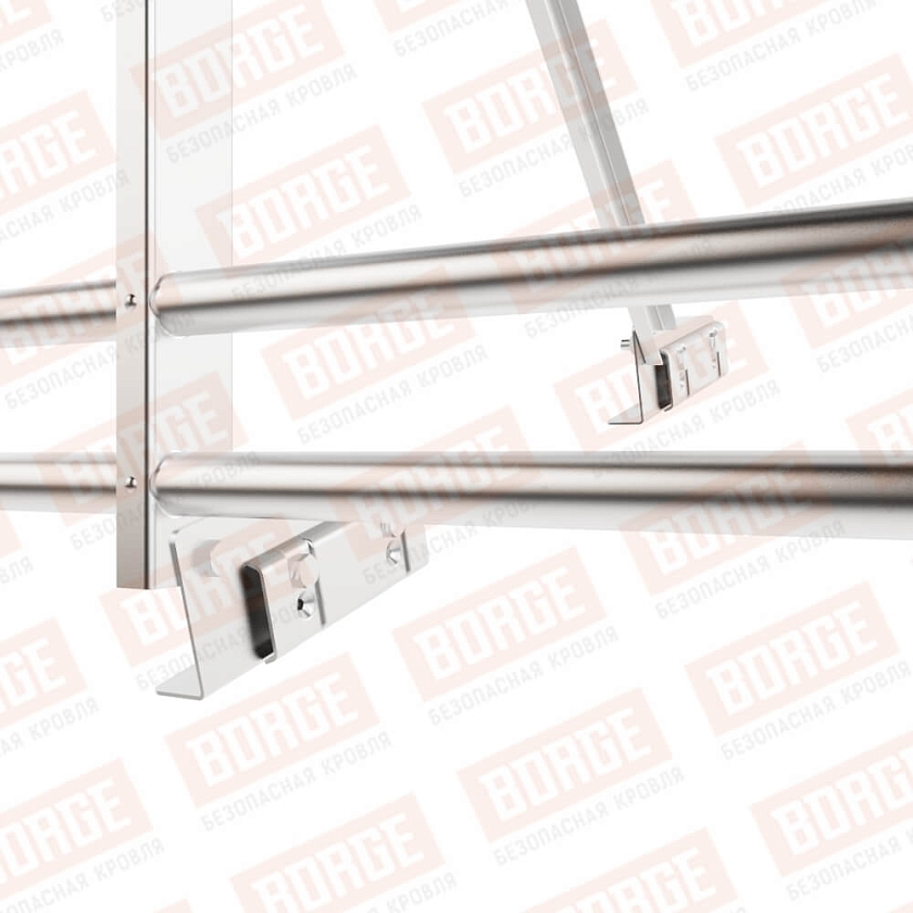 Ограждение кровельное Русский Рубеж H-90см, 3м, для фальцевой кровли, цинк, с двумя доп. трубами