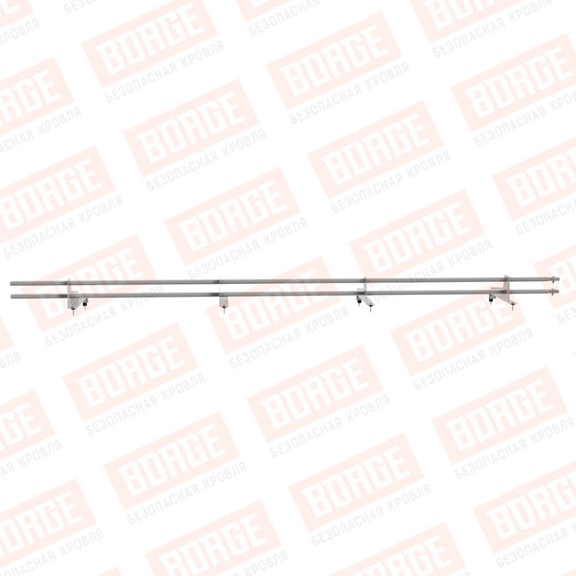 Снегозадержатель трубчатый BORGE 3м, 4 опоры, для МЧ с выс. ступен., сигнально-серый (RAL 7004), 350мм