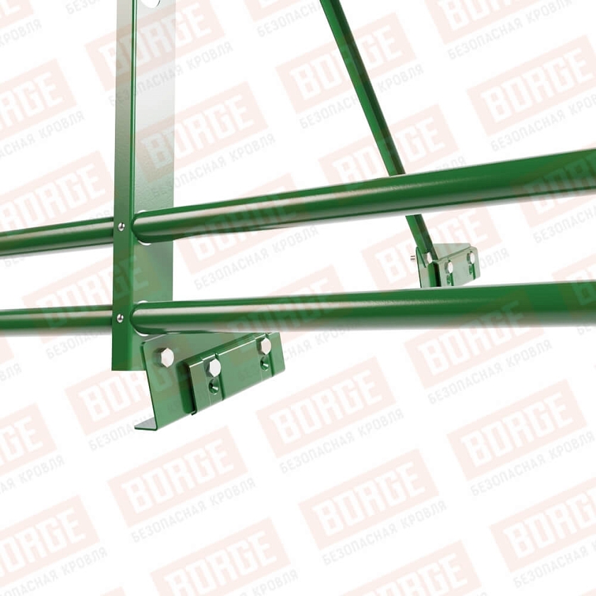 Ограждение декоративное NewLine H-90см, 3м, для фальц. кров., лиственно-зеленый (RAL 6002), с двумя доп. трубами