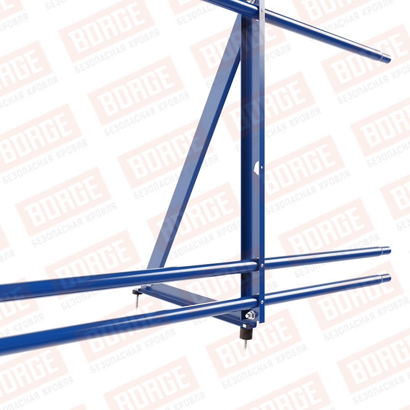 Ограждение кровельное Русский Рубеж H-90см, 3м, сигнально-синий (RAL 5005), с двумя доп. трубами