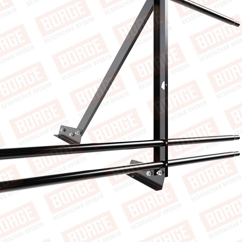 Ограждение кровельное Русский Рубеж H-90см, 3м, для фальцевой кровли, чёрный (RAL 9005), с двумя доп. трубами