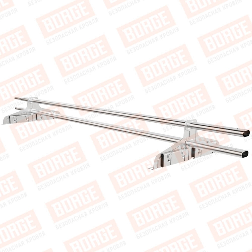 Снегозадержатель трубчатый Русский Рубеж 20х40мм, 1,5м, 2 опоры, для фальц. кровли, цинк