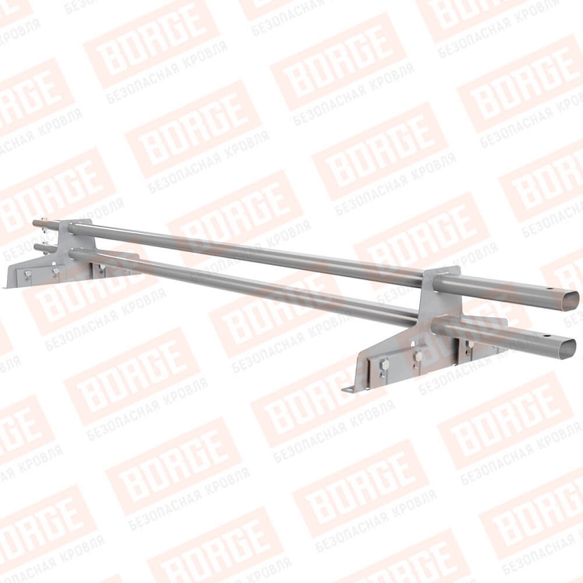 Снегозадержатель трубчатый Русский Рубеж 25х45мм, 1,5м, 2 опоры, для фальц. кров., сигнально-серый (RAL 7004)