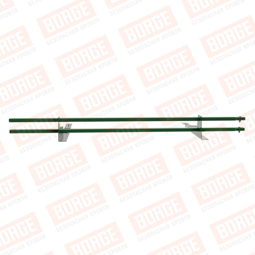Снегозадержатель трубчатый BORGE 1,5м, 2 опоры, для композит. черепицы, лиственно-зеленый (RAL 6002)