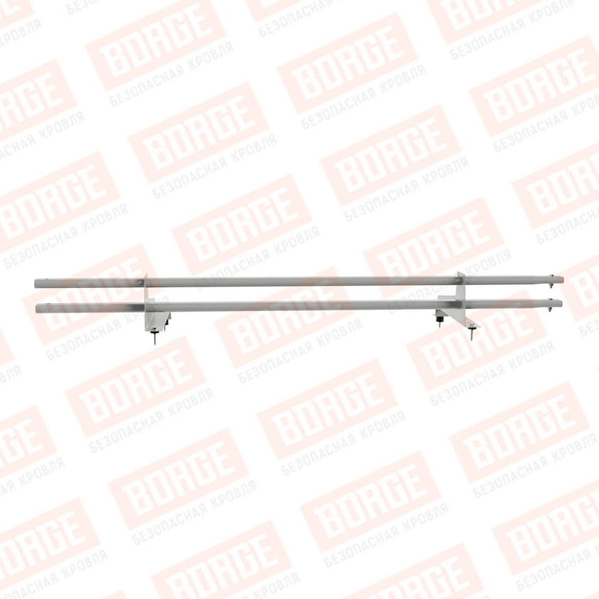 Снегозадержатель трубчатый Русский Рубеж 1,5м, 2 опоры, для МЧ с выс. ступ., бело-алюминиевый (RAL 9006), 350мм