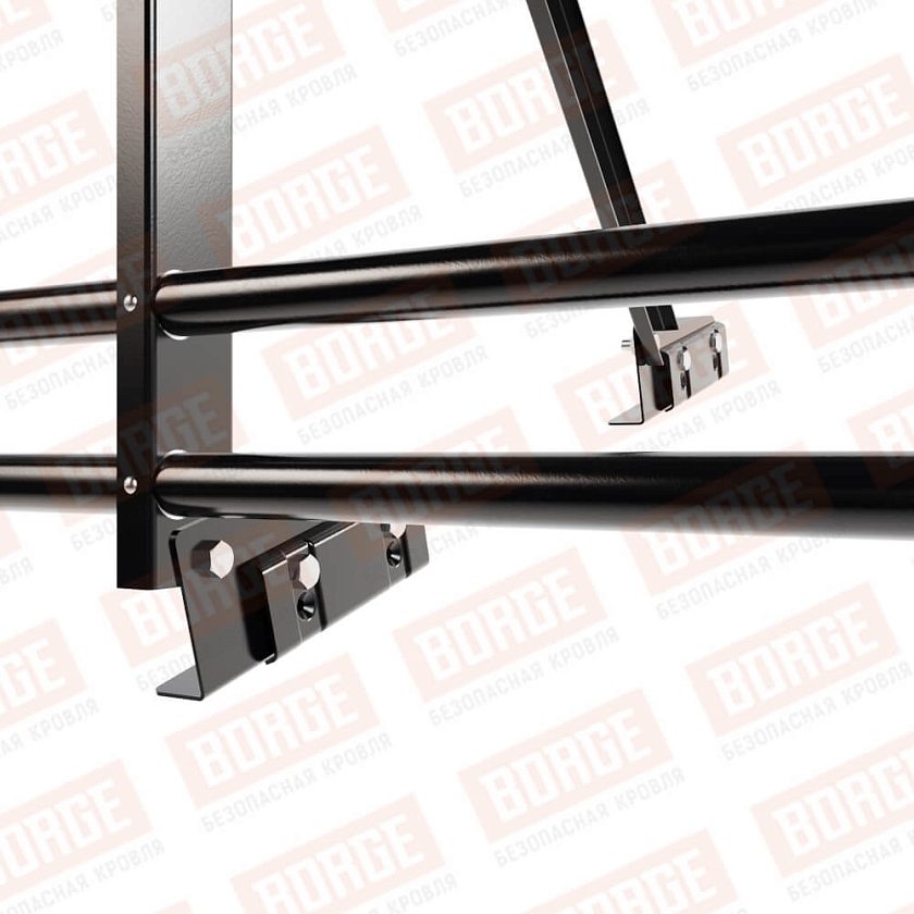 Ограждение кровельное Русский Рубеж H-90см, 3м, для фальцевой кровли, чёрный (RAL 9005), с двумя доп. трубами