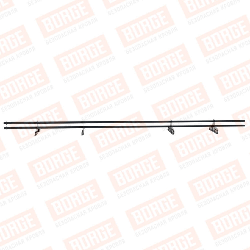 Снегозадержатель трубчатый Русский Рубеж 25х45мм, 3м, 4 опоры, для фальц. кровли, антрацитово-серый (RAL 7016)