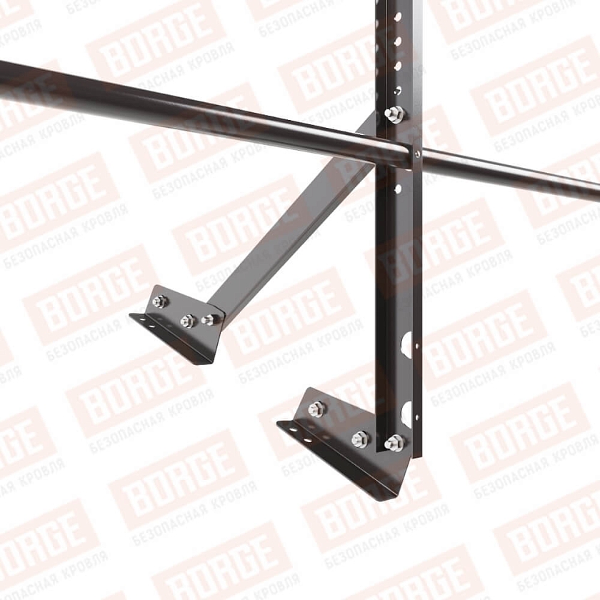 Ограждение кровельное Русский Рубеж H-60см, 3м, для фальцевой кровли, серо-коричневый (RR 32)