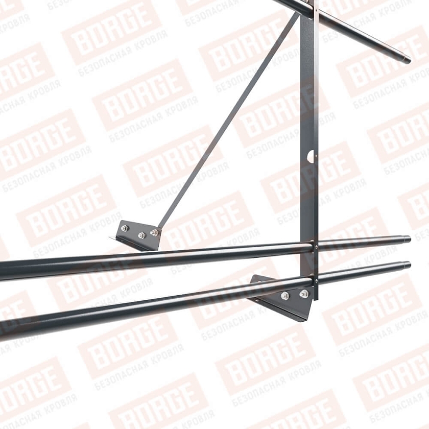 Ограждение декоративное NewLine H-90см, 3м, для фальц. кров., антрацитово-серый (RAL 7016), с двумя доп. трубами