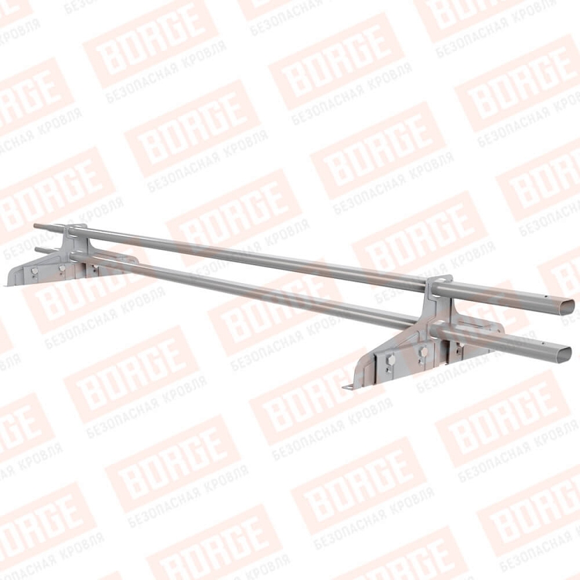 Снегозадержатель трубчатый Русский Рубеж 20х40мм, 1,5м, 2 опоры, для фальц. кровли, сигнально-серый (RAL 7004)