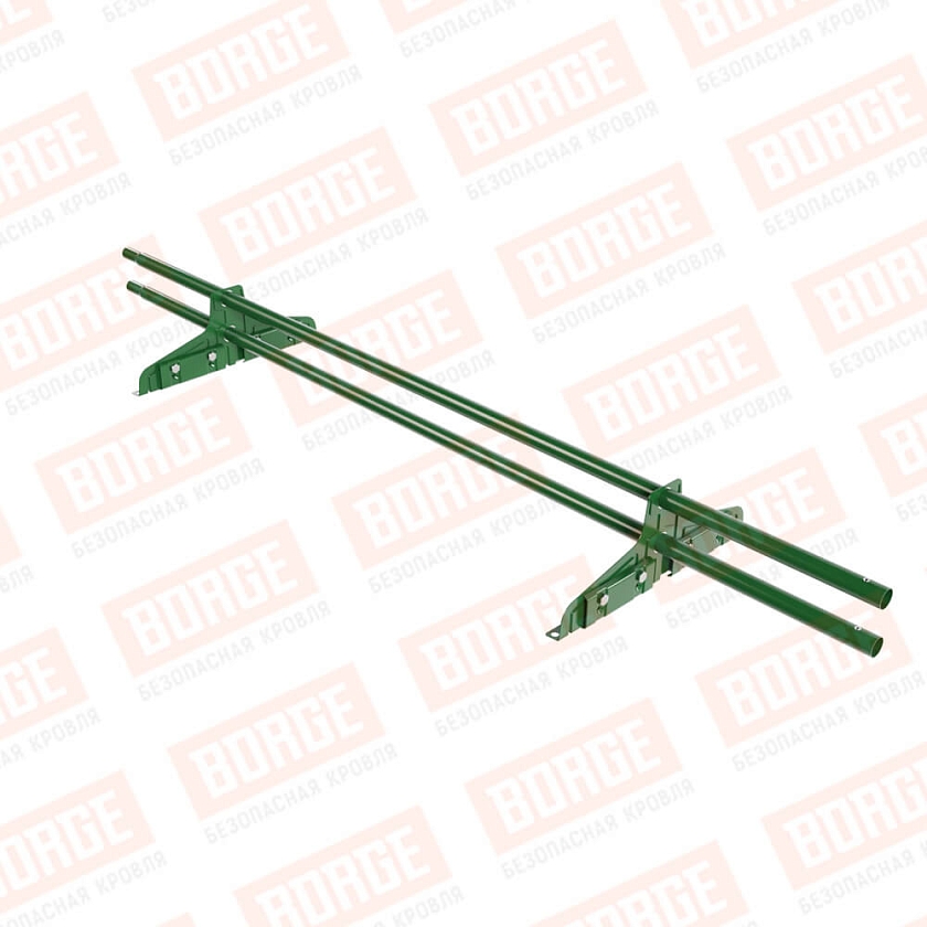 Снегозадержатель трубчатый Русский Рубеж D-25мм, 1,5м, 2 опоры, для фальц. кров., лиственно-зеленый (RAL 6002)