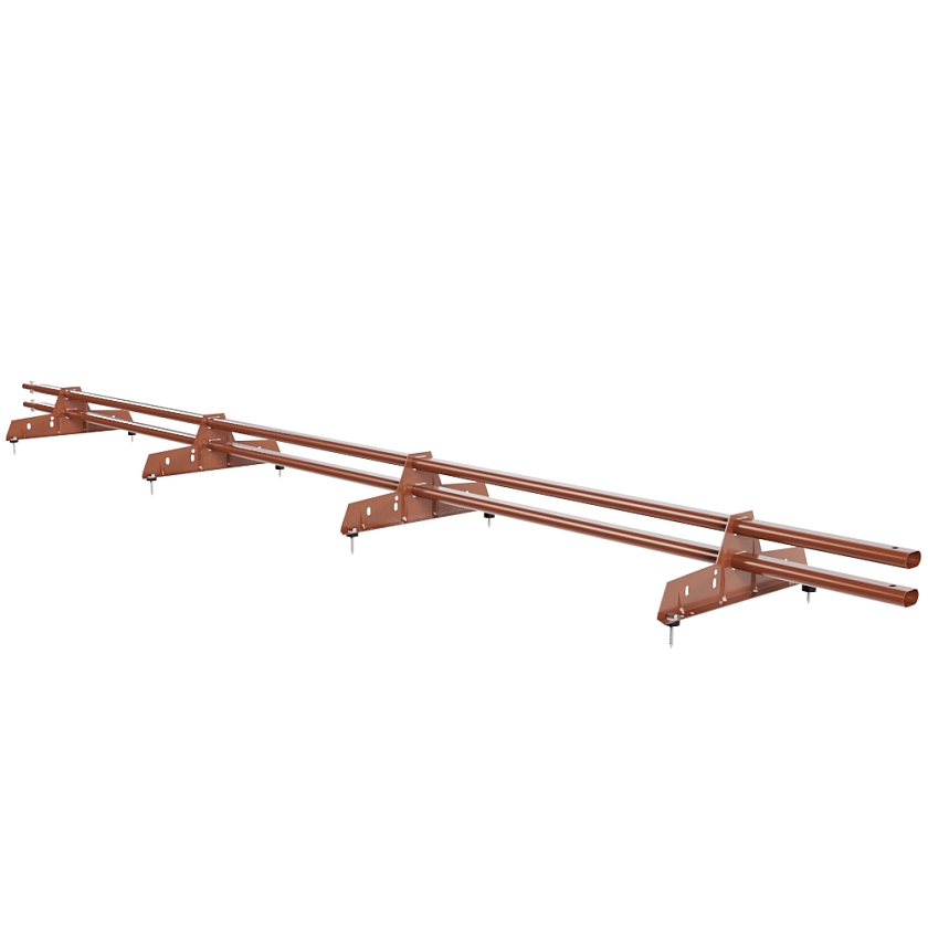 Снегозадержатель трубчатый Русский Рубеж 25х45мм, 3м, 4 опоры, терракотовый (RAL 8004)