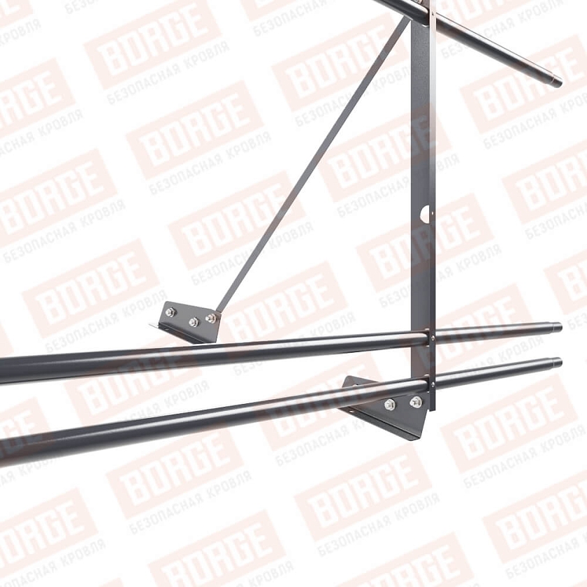 Ограждение декоративное NewLine H-90см, 3м, для фальц. кров., серый графит (RAL 7024), с двумя доп. трубами