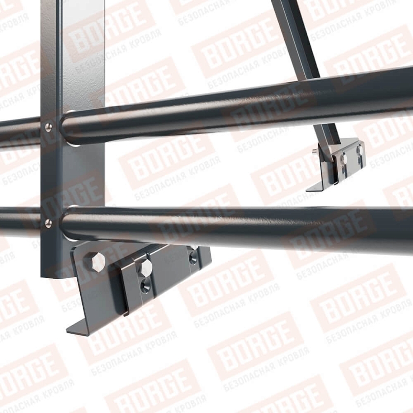 Ограждение кровельное Русский Рубеж H-120см, 3м, для фальцевой кровли, антрацитово-серый (RAL 7016), с двумя доп. трубами